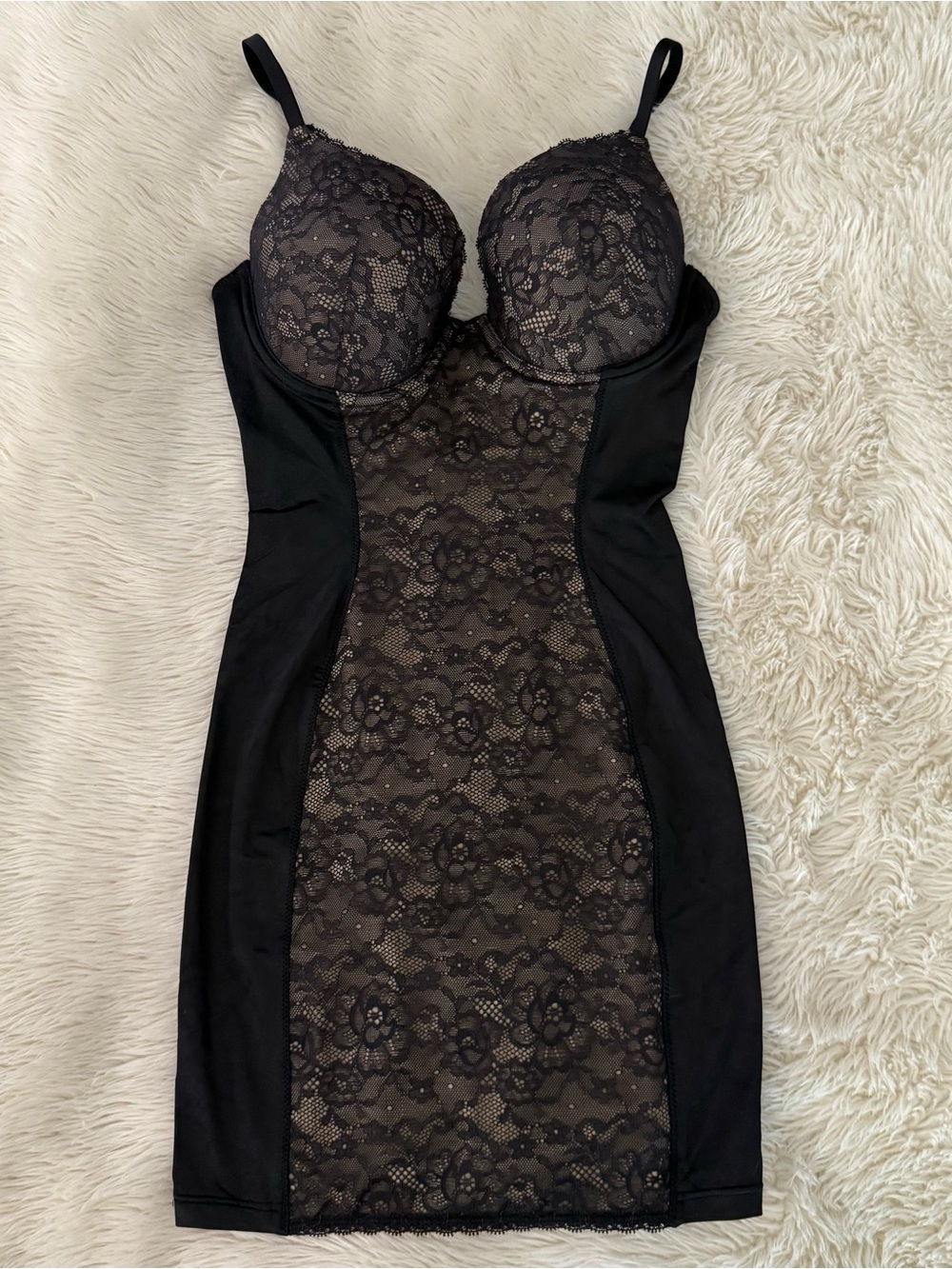 Maidenform Black Lace Mini Bodycon shapewear Dress